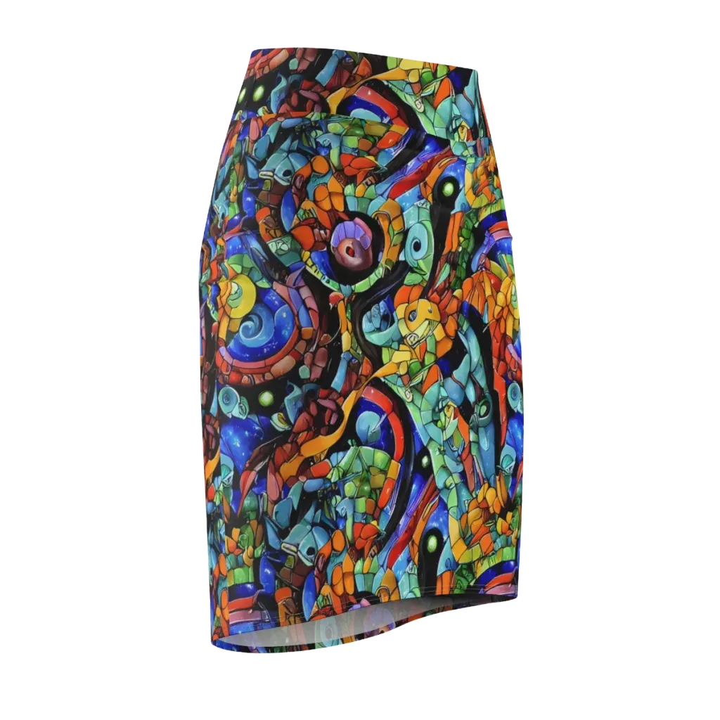 Cascade Muralista on Pencil Skirt — Front Side