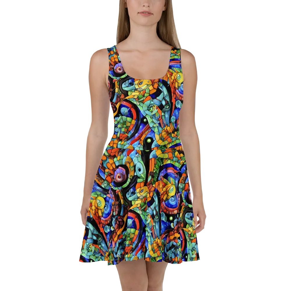 Cascade Muralista on Skater Dress — Front