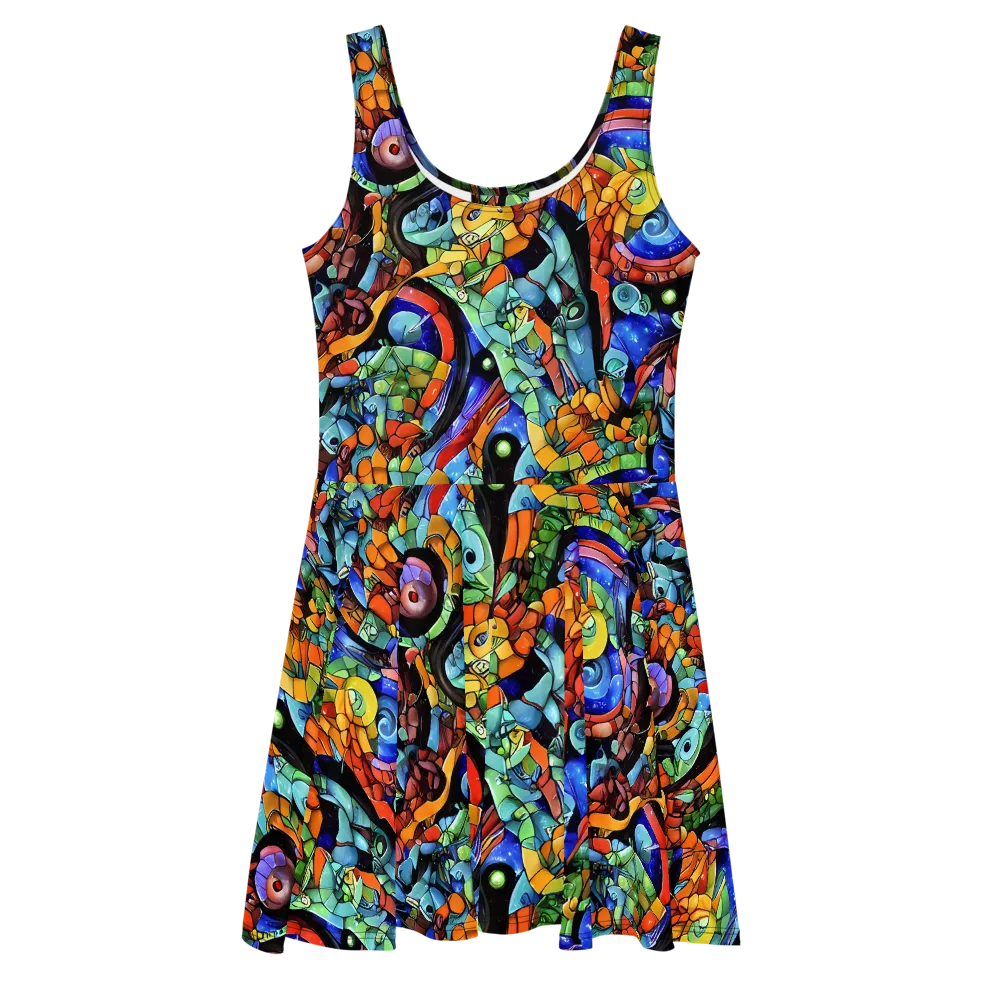 Cascade Muralista on Skater Dress — Front