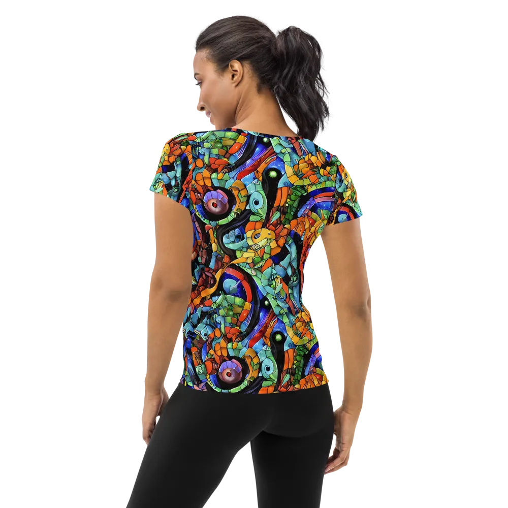 Cascade Muralista on Women's Athletic T-Shirt — Back