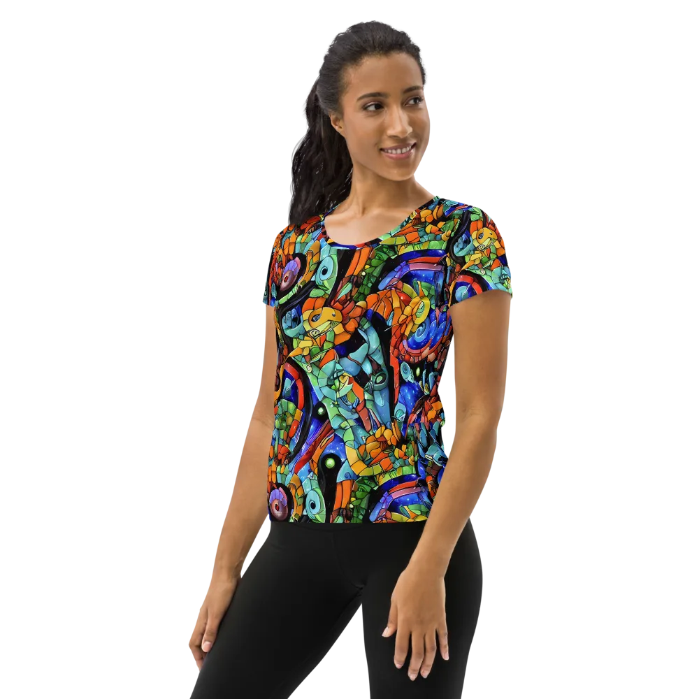 Cascade Muralista on Women's Athletic T-Shirt — Left