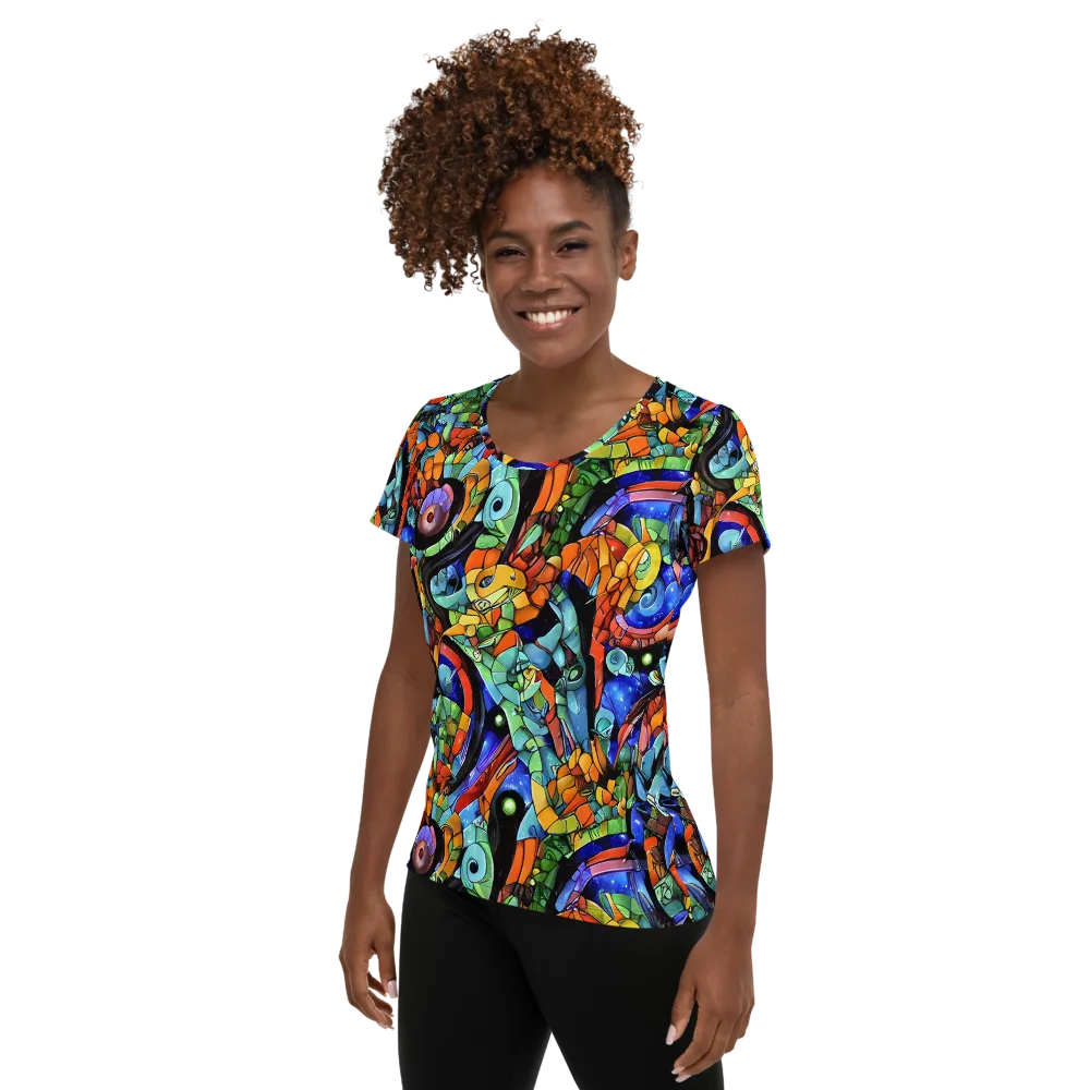 Cascade Muralista on Women's Athletic T-Shirt — Left
