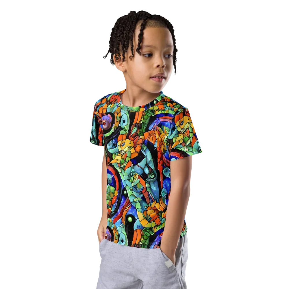 Cascade Muralista on Kids Crew Neck T-Shirt — Left Front