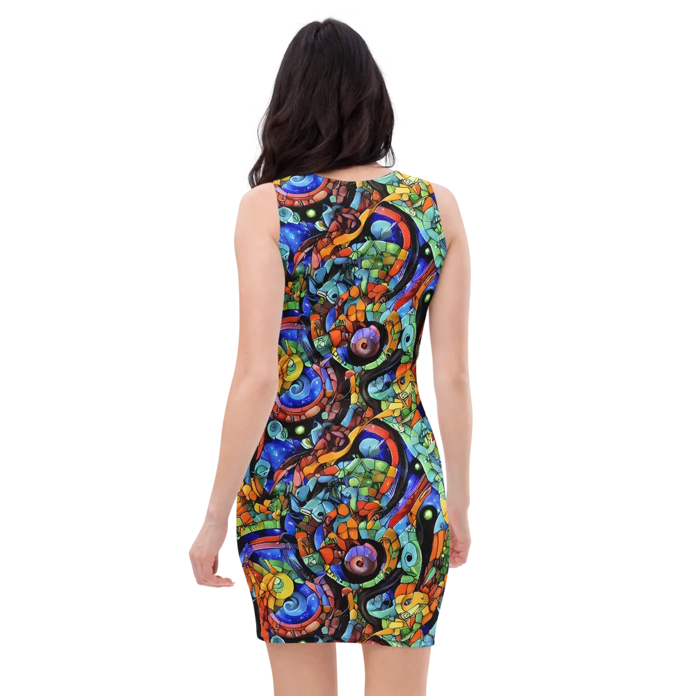 Cascade Muralista on Bodycon Dress — Back