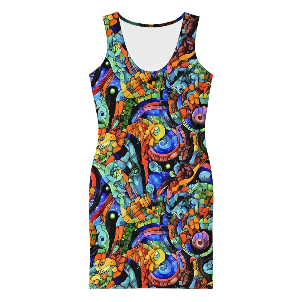 Cascade Muralista on Bodycon Dress — Front