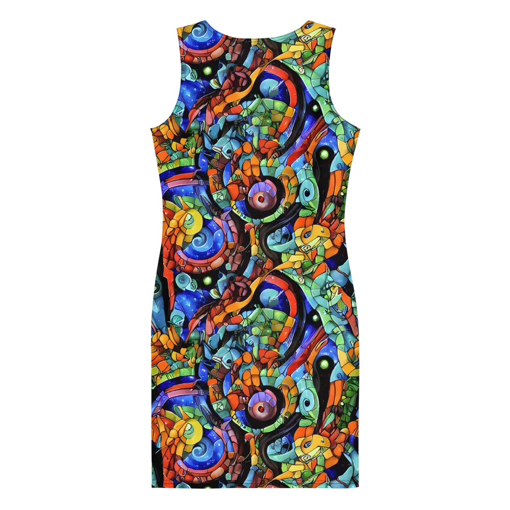 Cascade Muralista on Bodycon Dress — Back