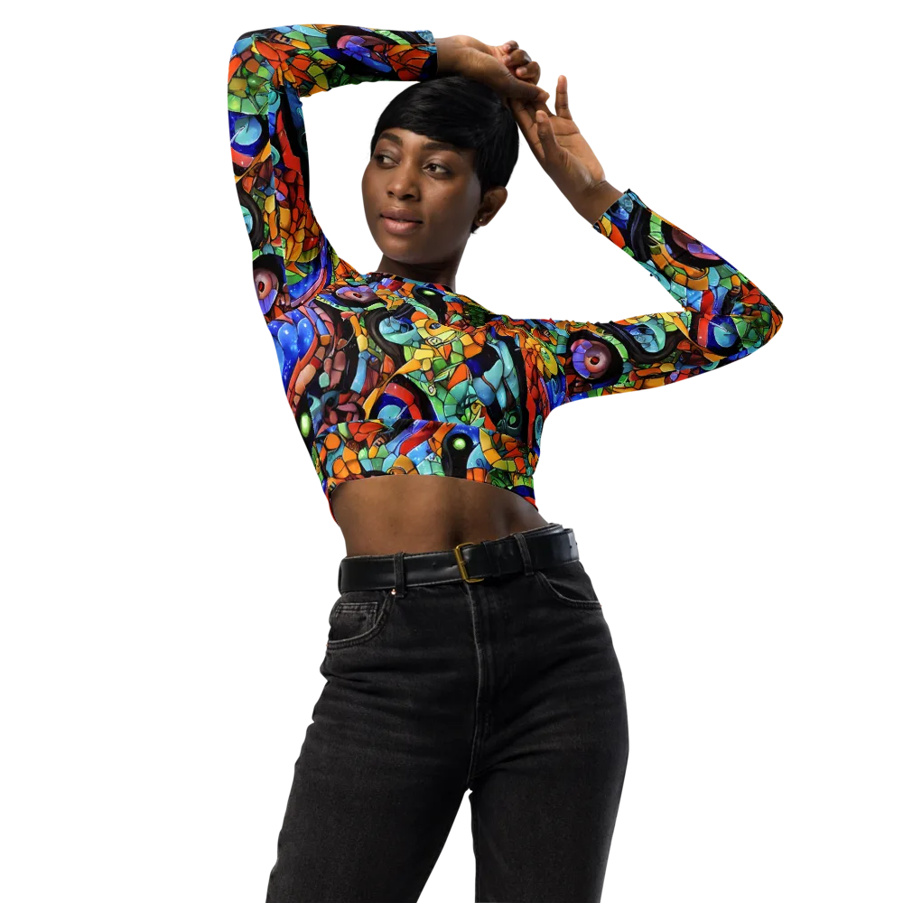 Cascade Muralista on Long Sleeve Crop Top — Front