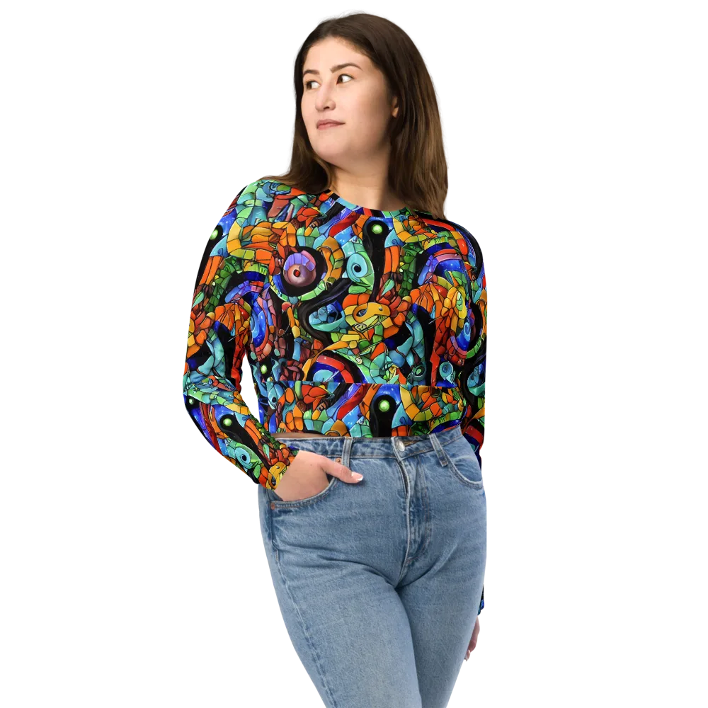 Cascade Muralista on Long Sleeve Crop Top — Front