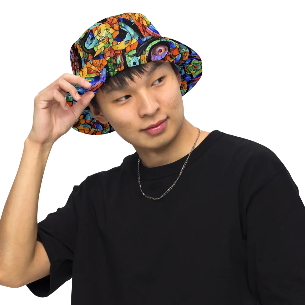 Cascade Muralista on Reversible Bucket Hat — Front Inside