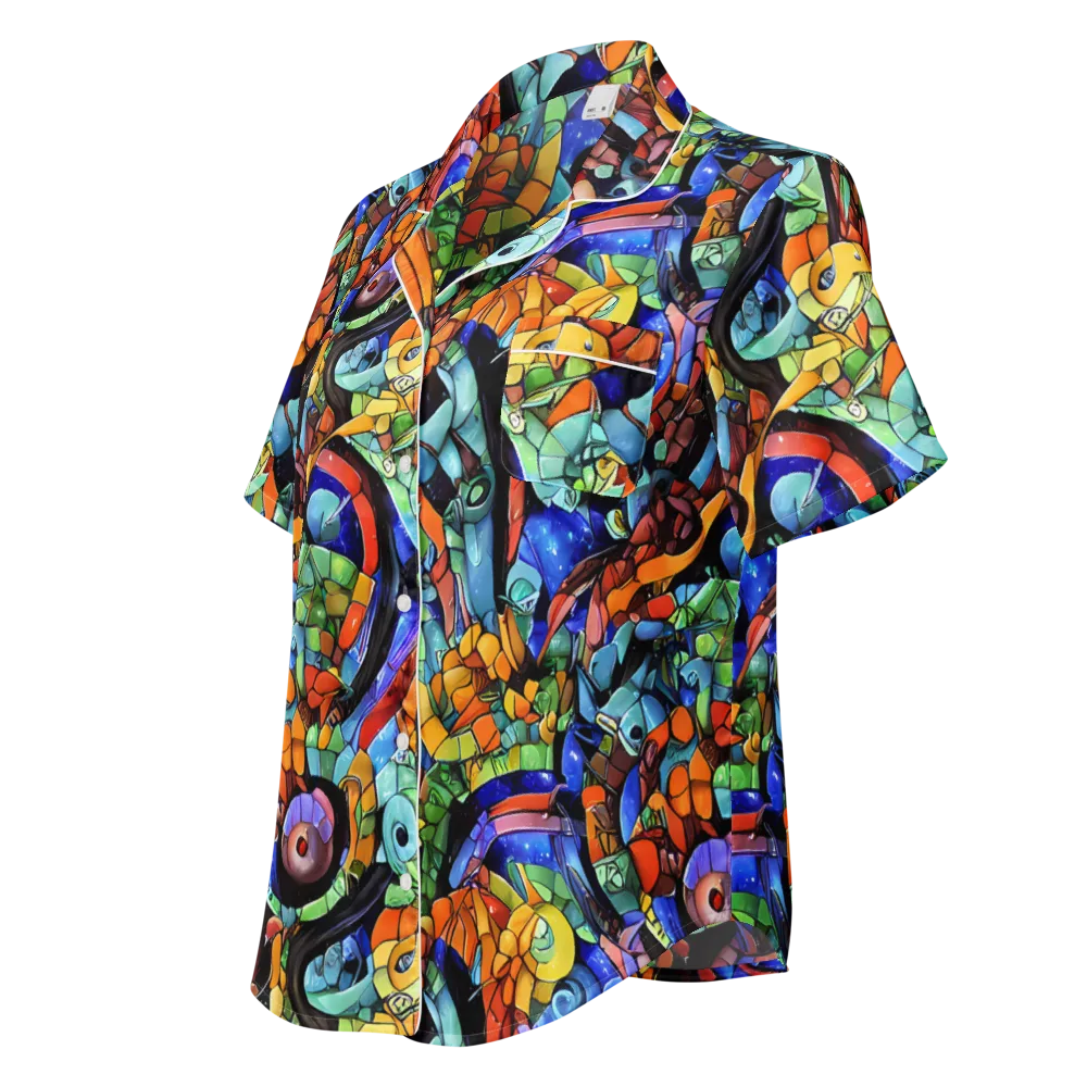 Cascade Muralista on Women's Short Sleeve Pajama Top — Left Front