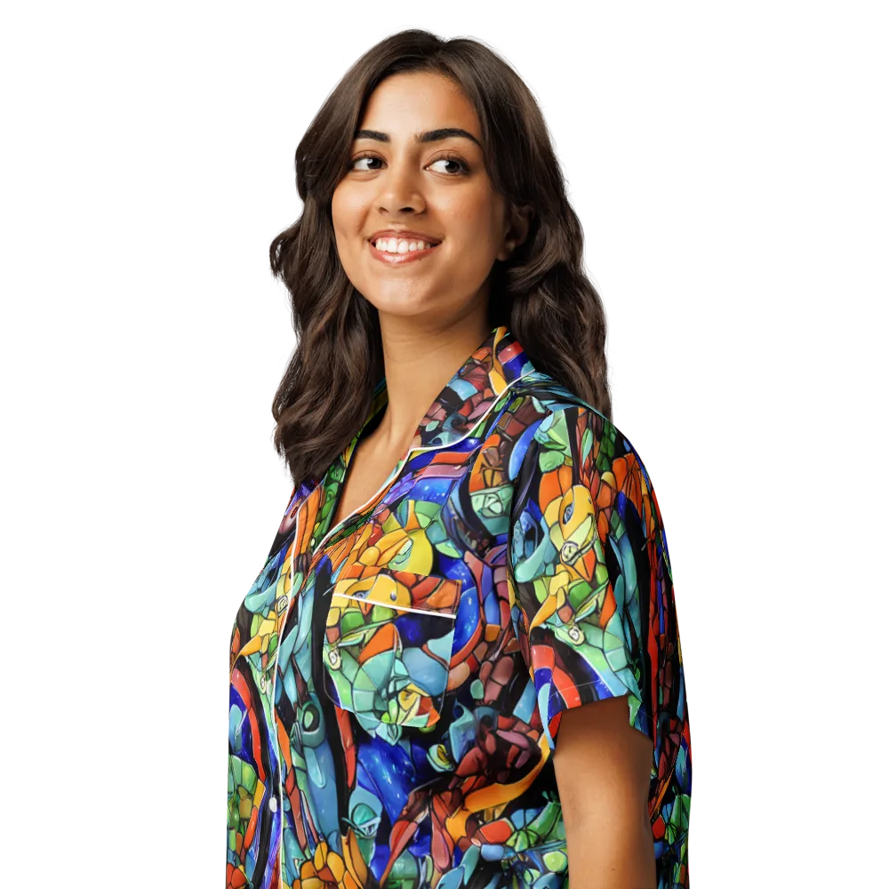 Cascade Muralista on Women's Short Sleeve Pajama Top — Left Front