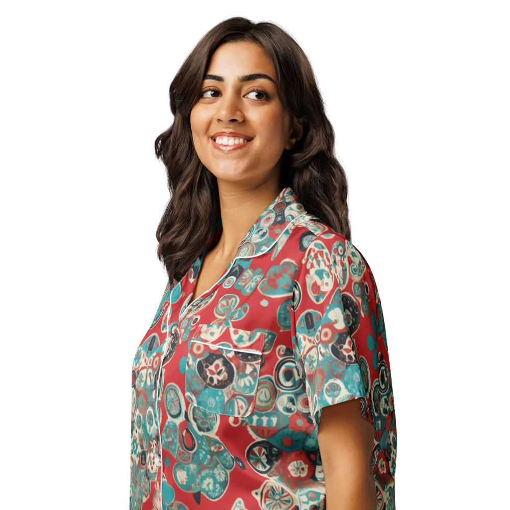 Carnival Cabinet on Women's Short Sleeve Pajama Top — Left Front