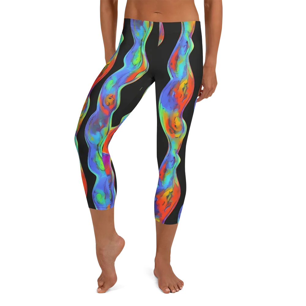 Vibrant Vortices on Capri Leggings — Front