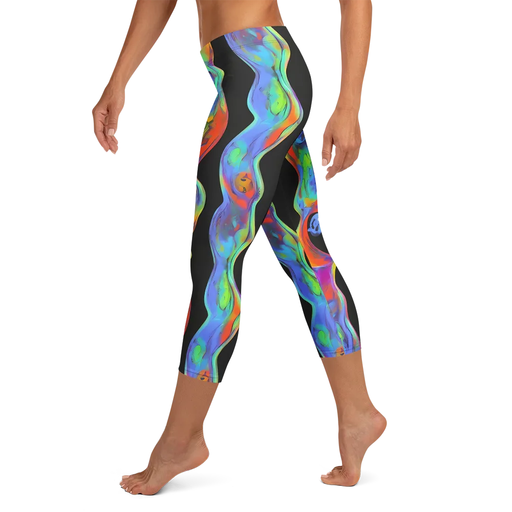 Vibrant Vortices on Capri Leggings — Left