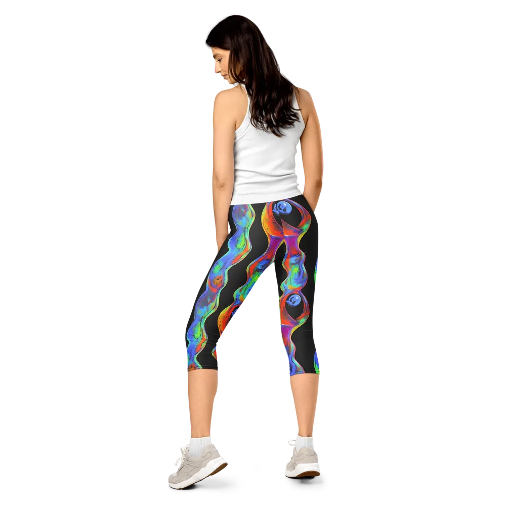 Vibrant Vortices on Capri Leggings — Back