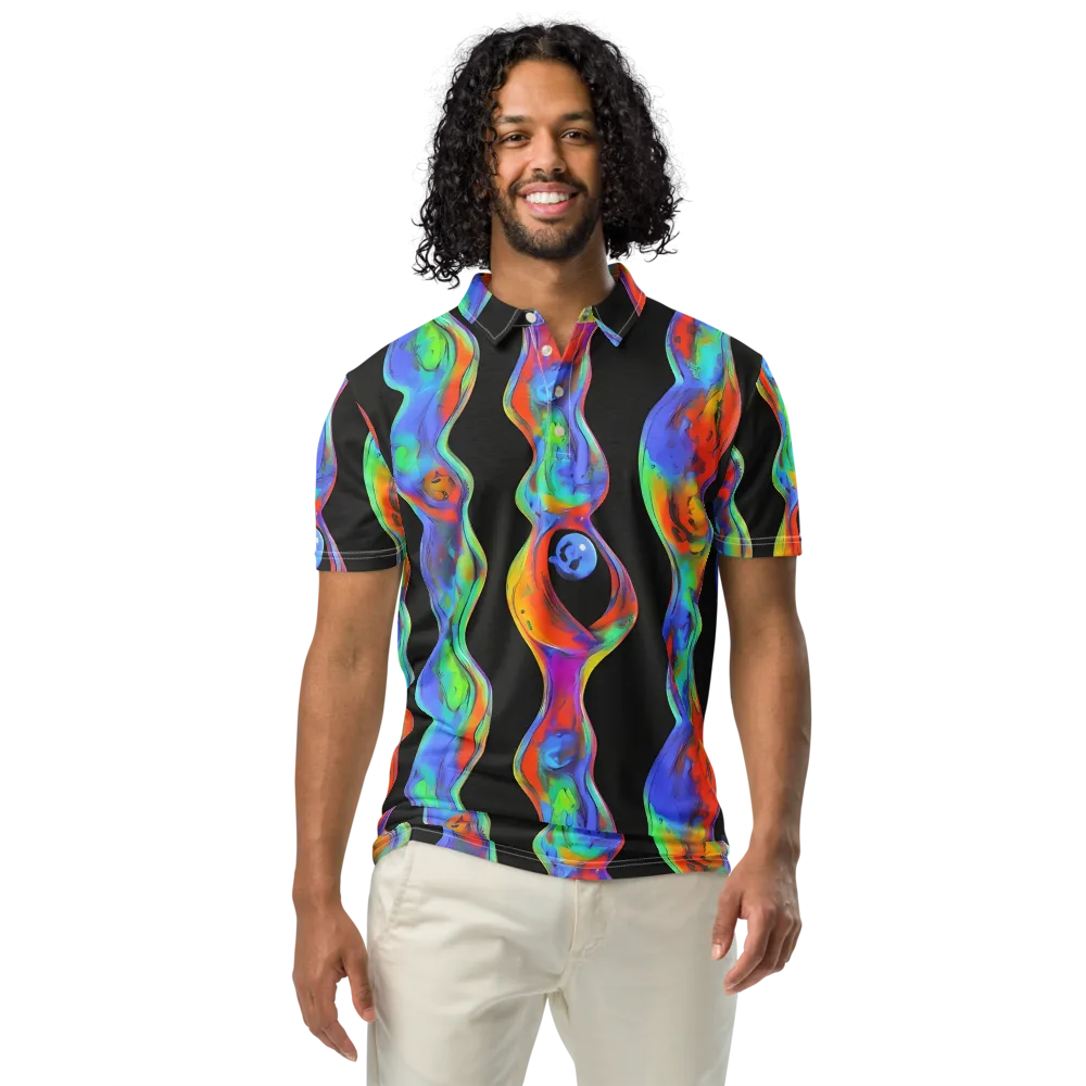 Vibrant Vortices on Men's Slim Fit Polo Shirt — Front