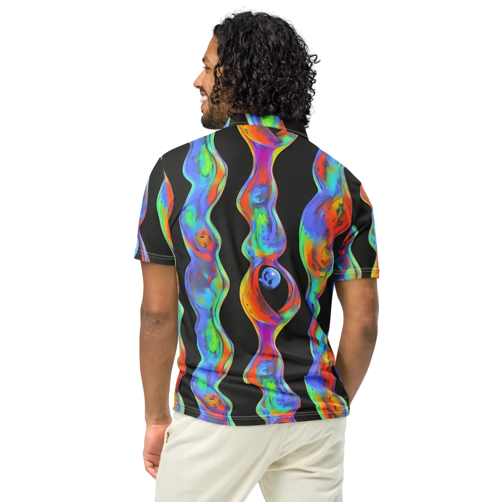 Vibrant Vortices on Men's Slim Fit Polo Shirt — Back