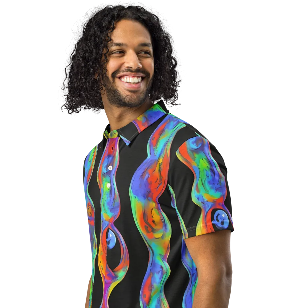 Vibrant Vortices on Men's Slim Fit Polo Shirt — Left Front