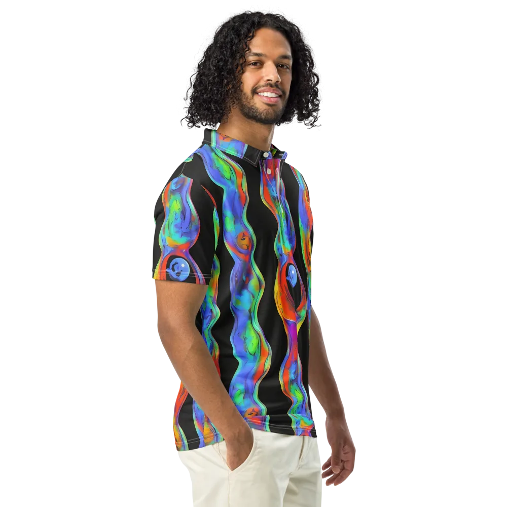 Vibrant Vortices on Men's Slim Fit Polo Shirt — Right Front