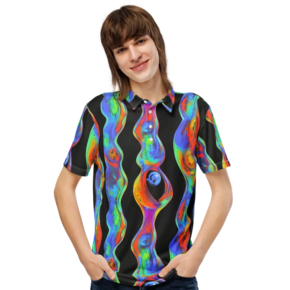 Vibrant Vortices on Men's Slim Fit Polo Shirt — Front