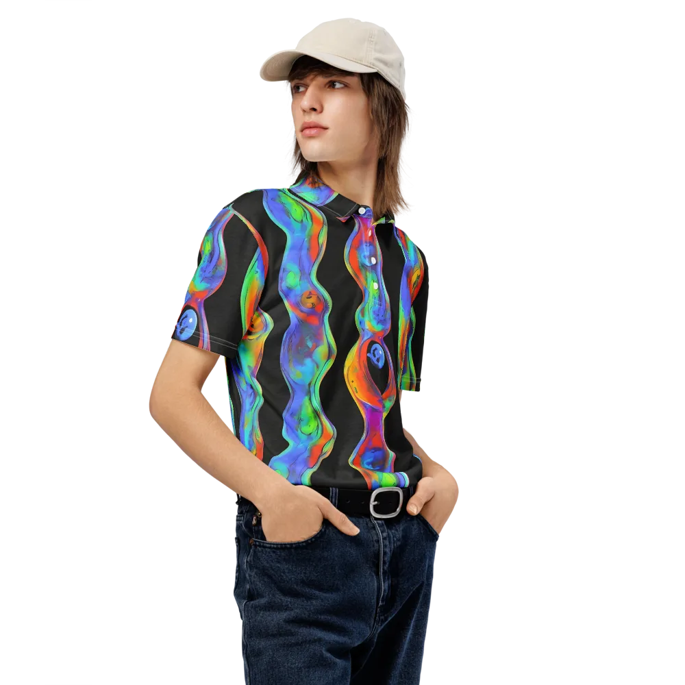 Vibrant Vortices on Men's Slim Fit Polo Shirt — Right Front
