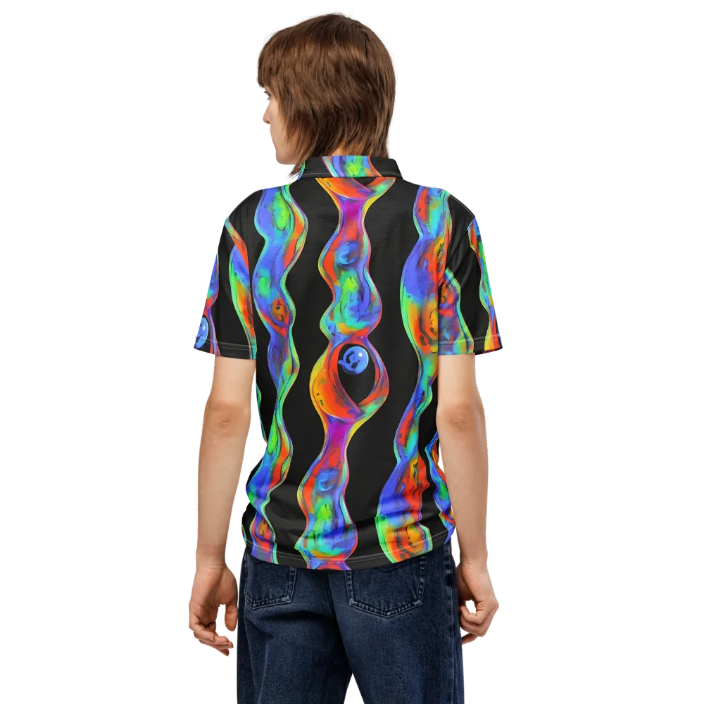 Vibrant Vortices on Men's Slim Fit Polo Shirt — Back