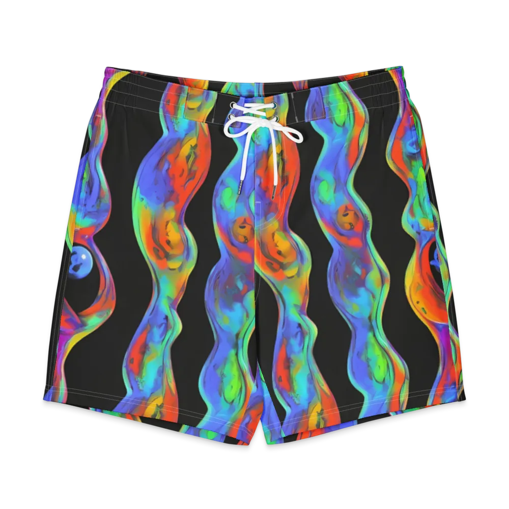 Vibrant Vortices on Men's Board Shorts — Front