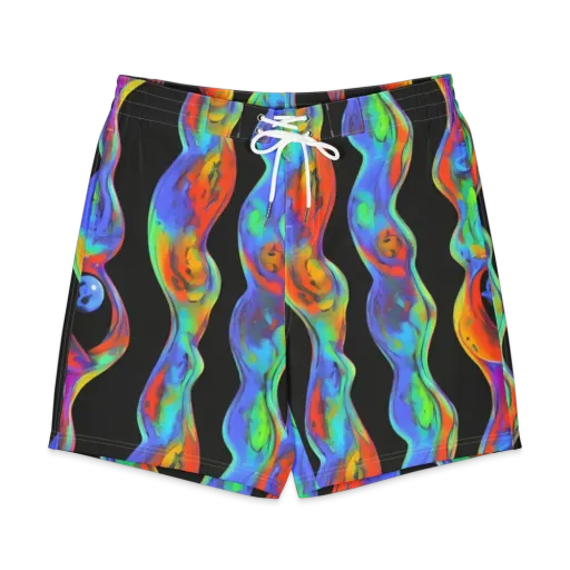 Vibrant Vortices on a Men's Board Shorts