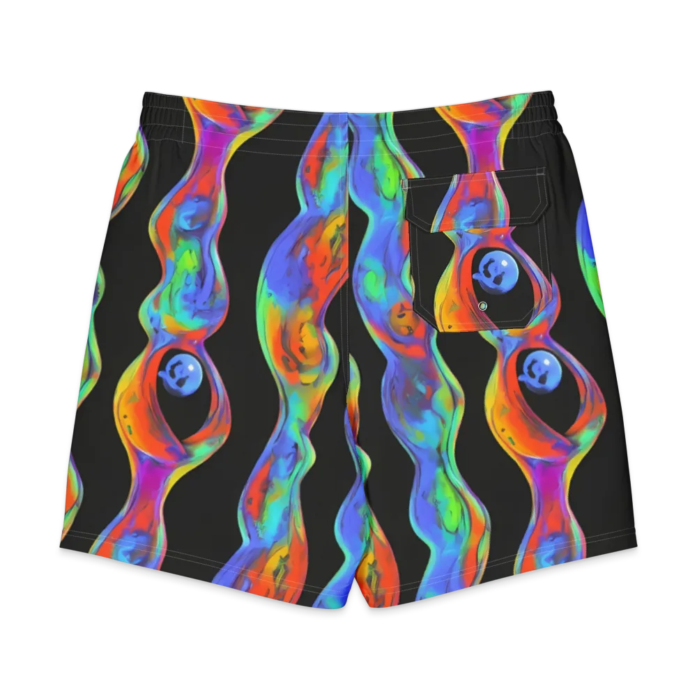 Vibrant Vortices on Men's Board Shorts — Back