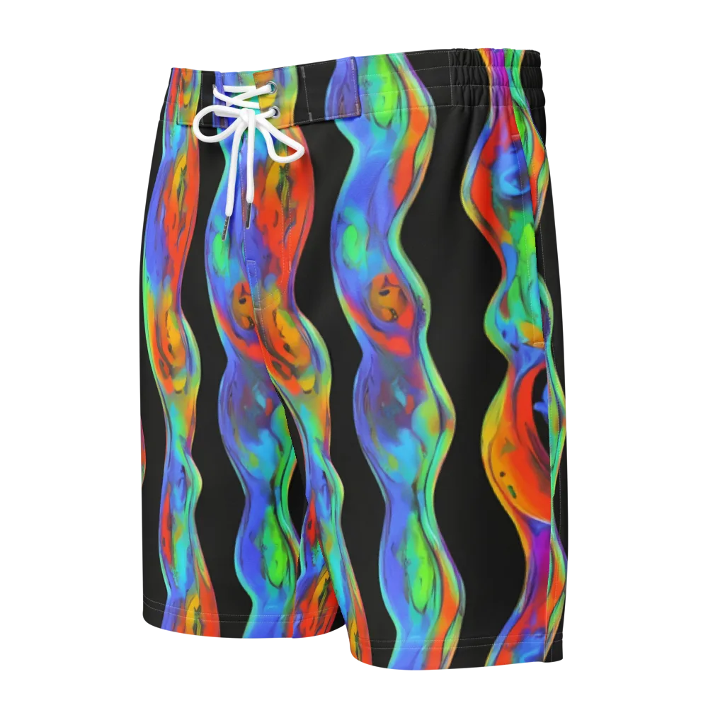 Vibrant Vortices on Men's Board Shorts — Front