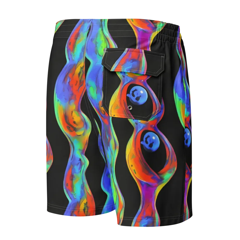 Vibrant Vortices on Men's Board Shorts — Back