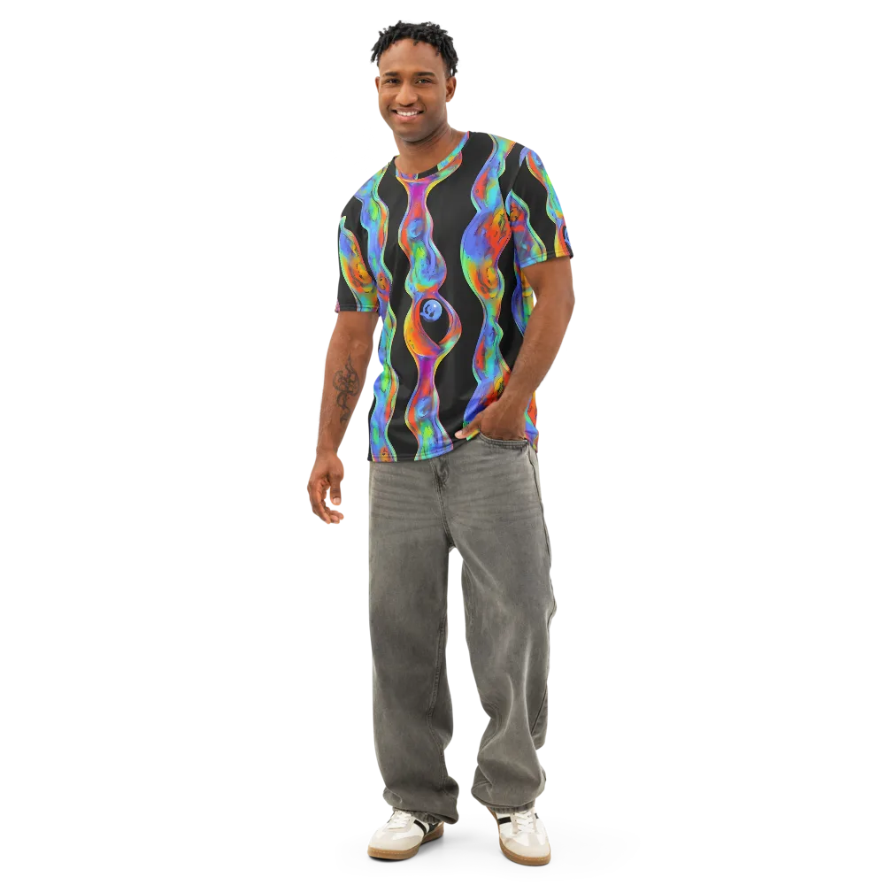Vibrant Vortices on Men's Cotton Crew Neck T-Shirt — Front