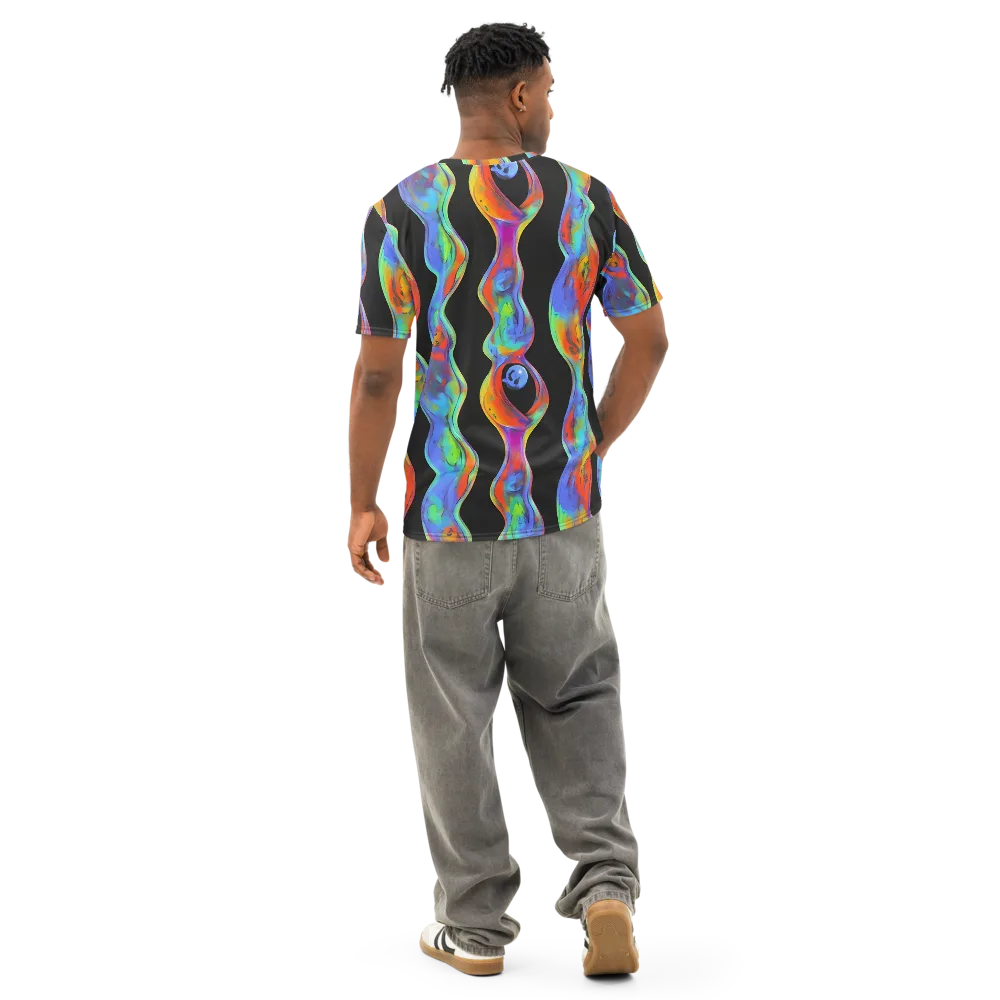 Vibrant Vortices on Men's Cotton Crew Neck T-Shirt — Back