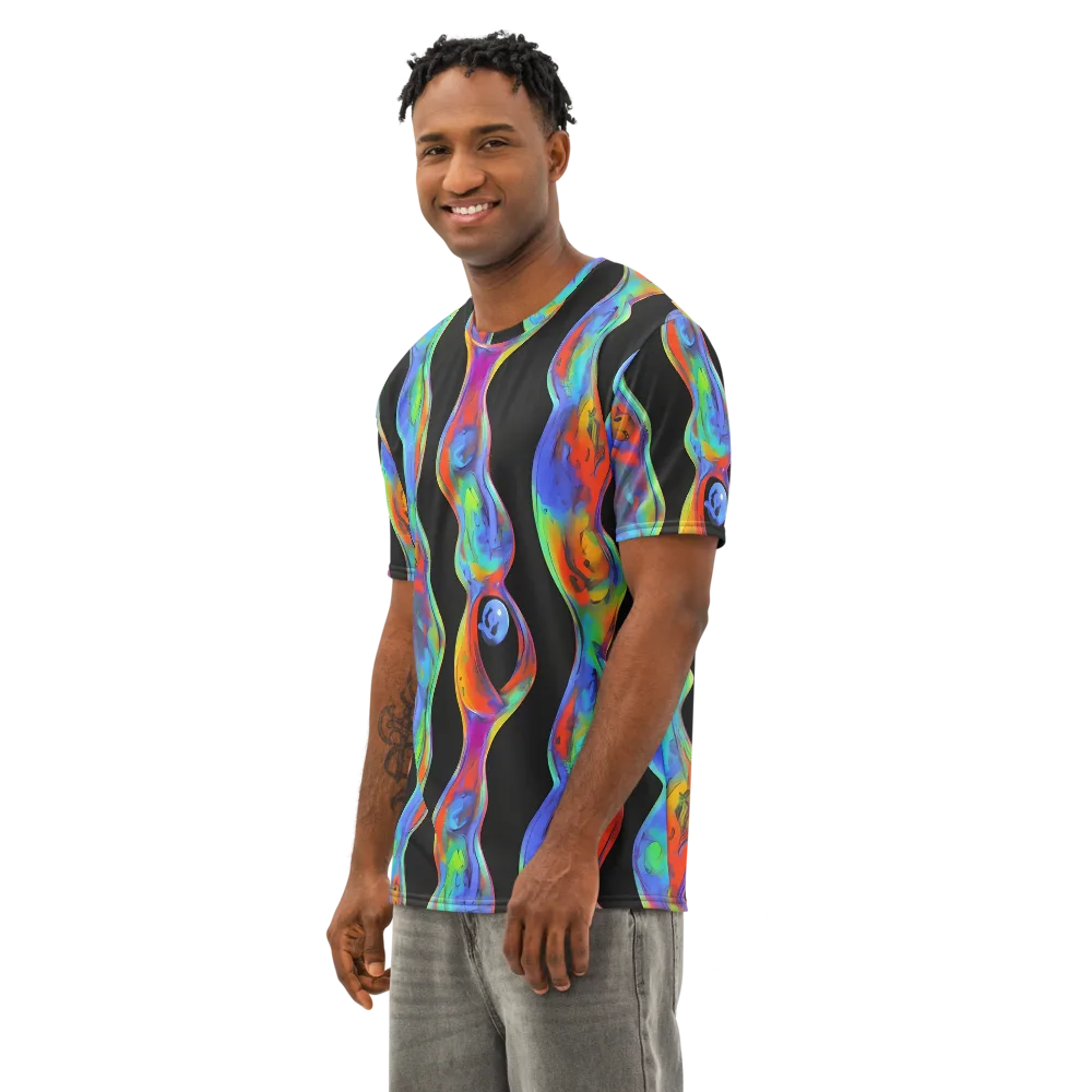 Vibrant Vortices on Men's Cotton Crew Neck T-Shirt — Left Front