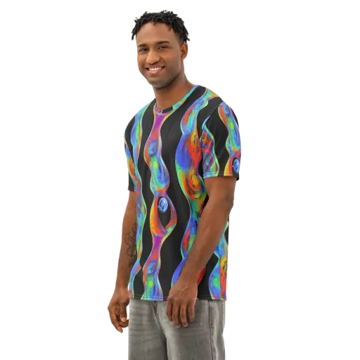 Vibrant Vortices on a Men's Cotton Crew Neck T-Shirt