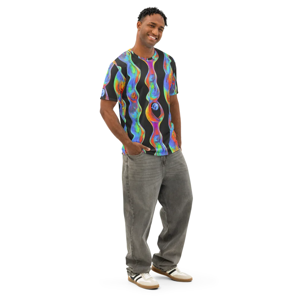 Vibrant Vortices on Men's Cotton Crew Neck T-Shirt — Right Front