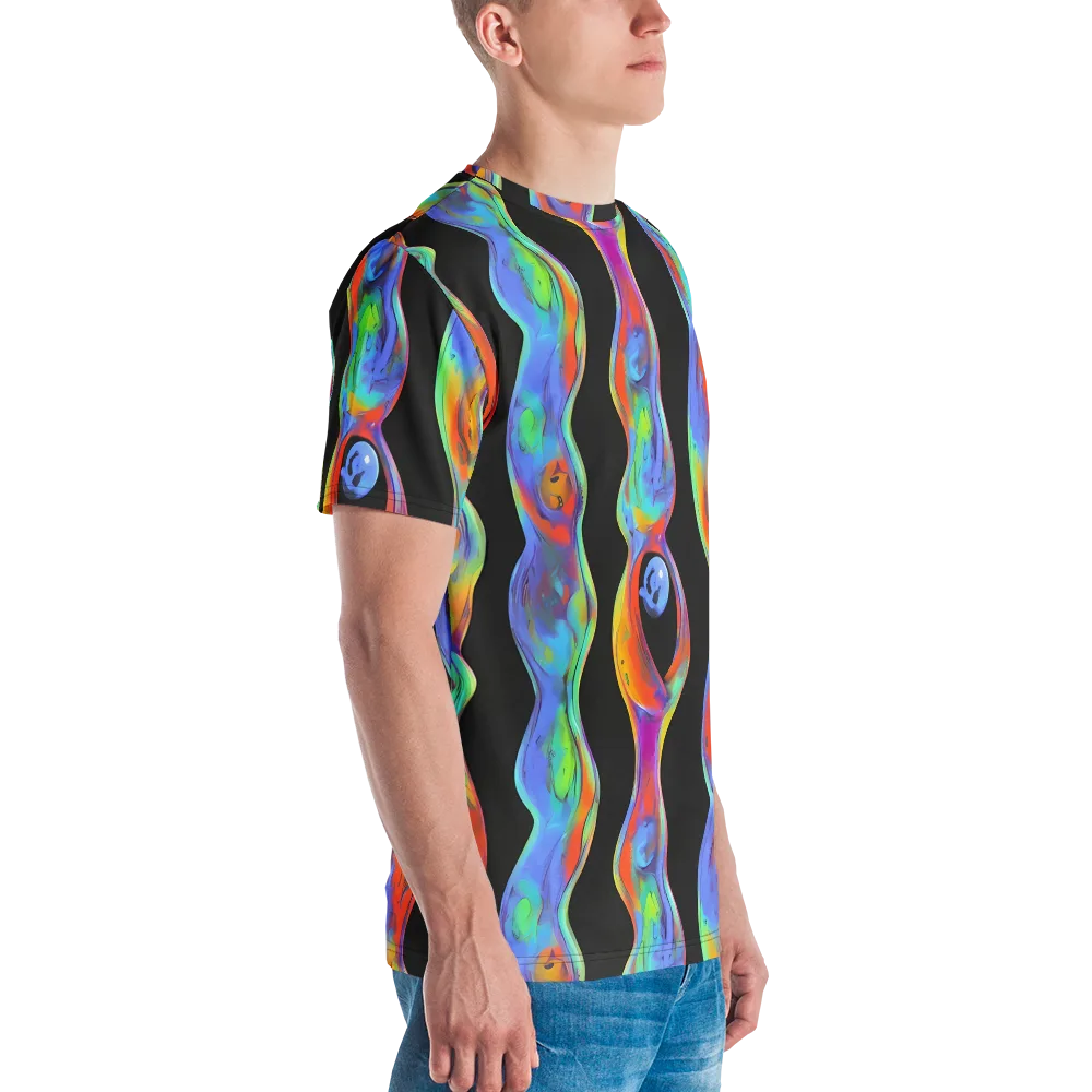 Vibrant Vortices on Men's Crew Neck T-Shirt — Right