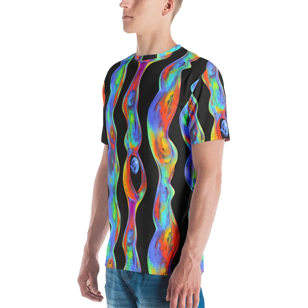 Vibrant Vortices on Men's Crew Neck T-Shirt — Left