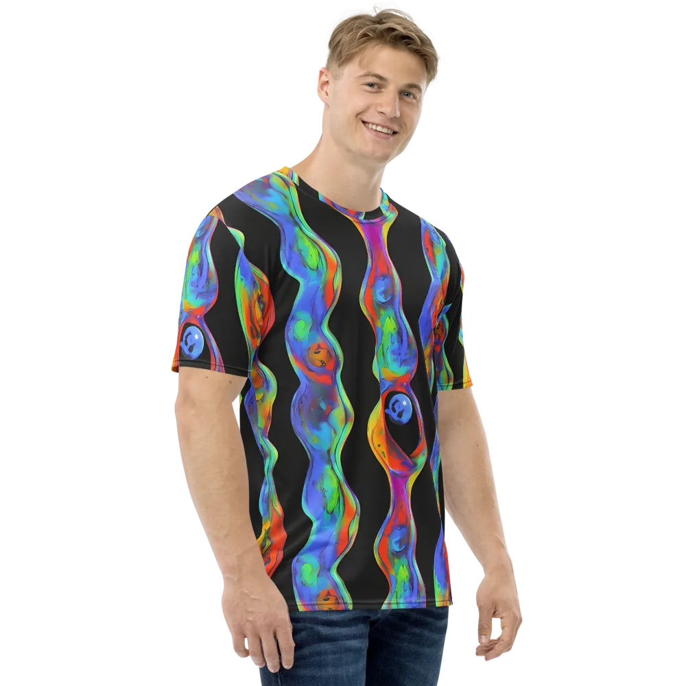 Vibrant Vortices on Men's Crew Neck T-Shirt — Right