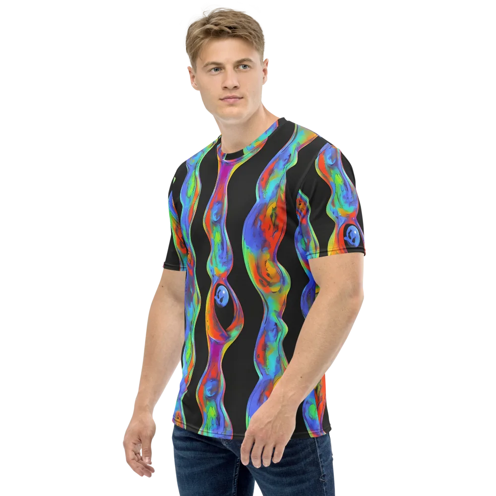Vibrant Vortices on Men's Crew Neck T-Shirt — Left