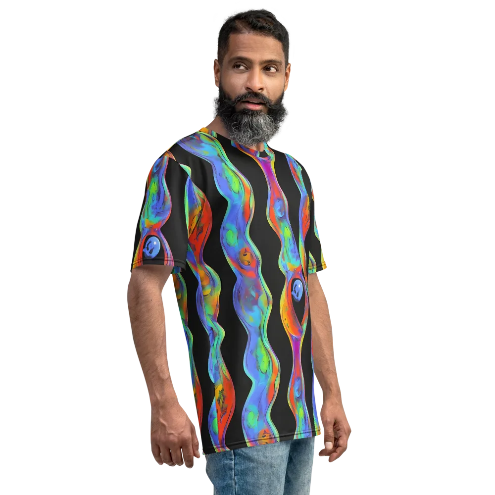 Vibrant Vortices on Men's Crew Neck T-Shirt — Right