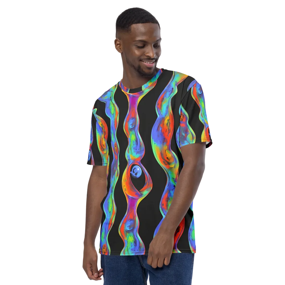 Vibrant Vortices on Men's Crew Neck T-Shirt — Left