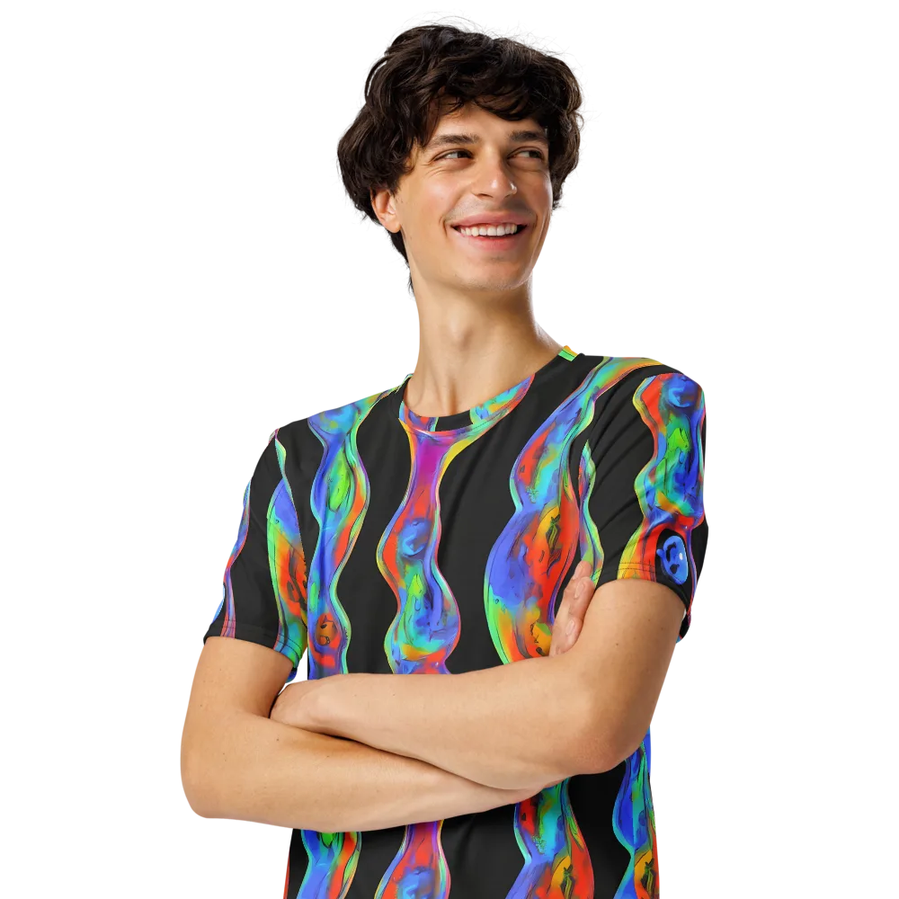 Vibrant Vortices on Men's Crew Neck T-Shirt — Left Front