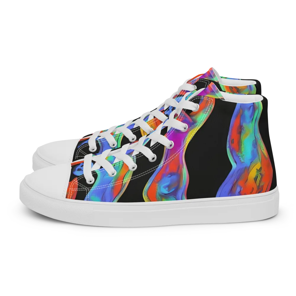 Vibrant Vortices on Men's High Top Canvas Shoes — Left