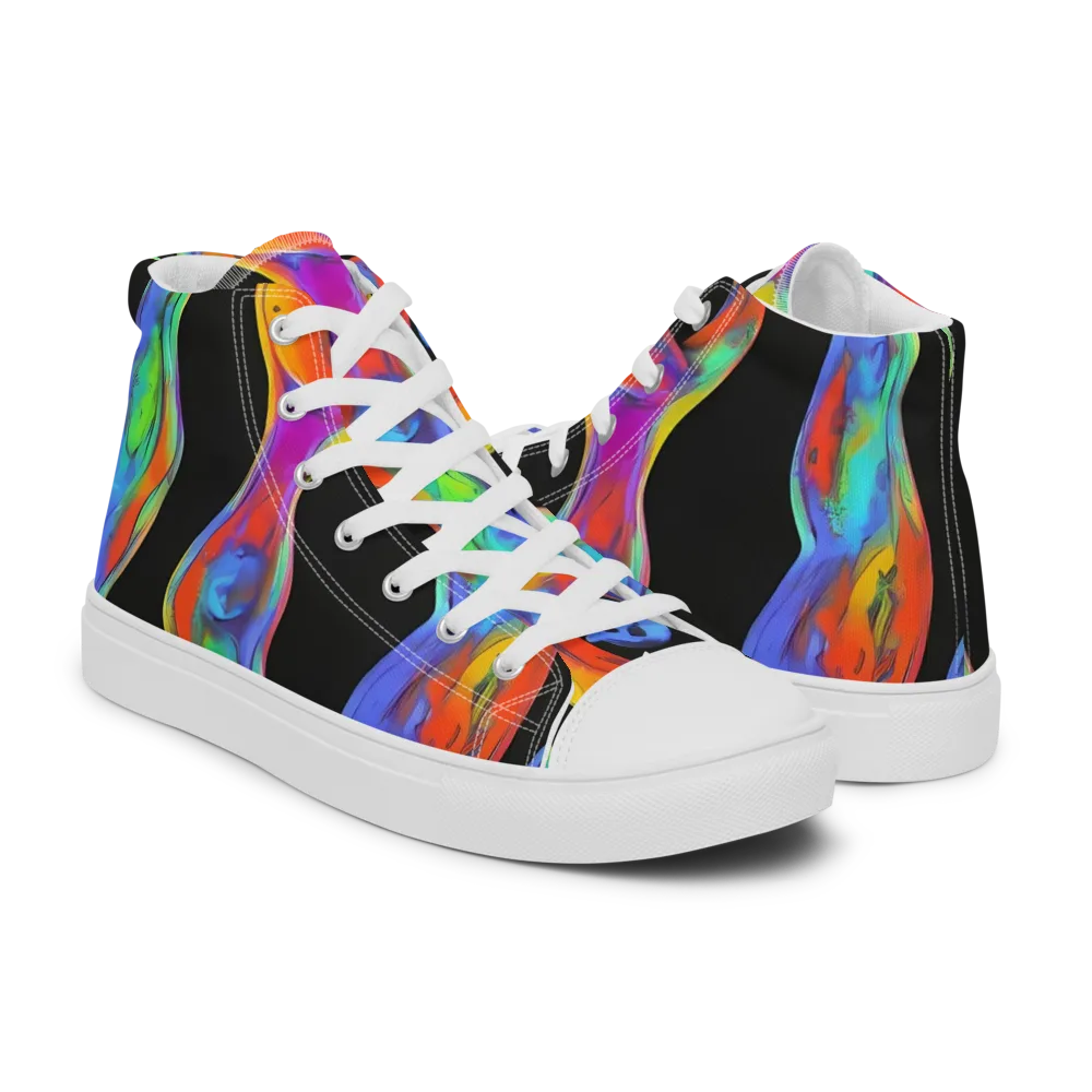 Vibrant Vortices on Men's High Top Canvas Shoes — Right