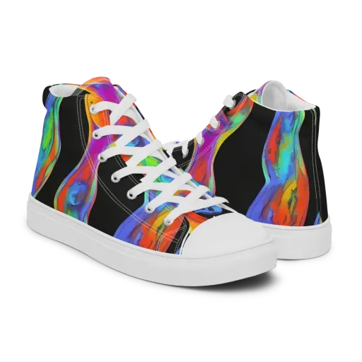 Vibrant Vortices on a Men's High Top Canvas Shoes