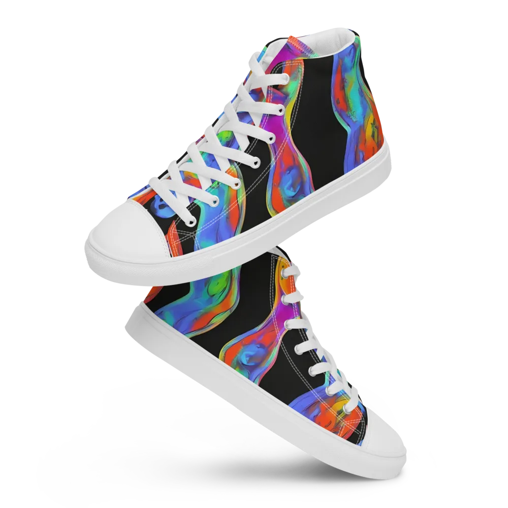 Vibrant Vortices on Men's High Top Canvas Shoes — Front