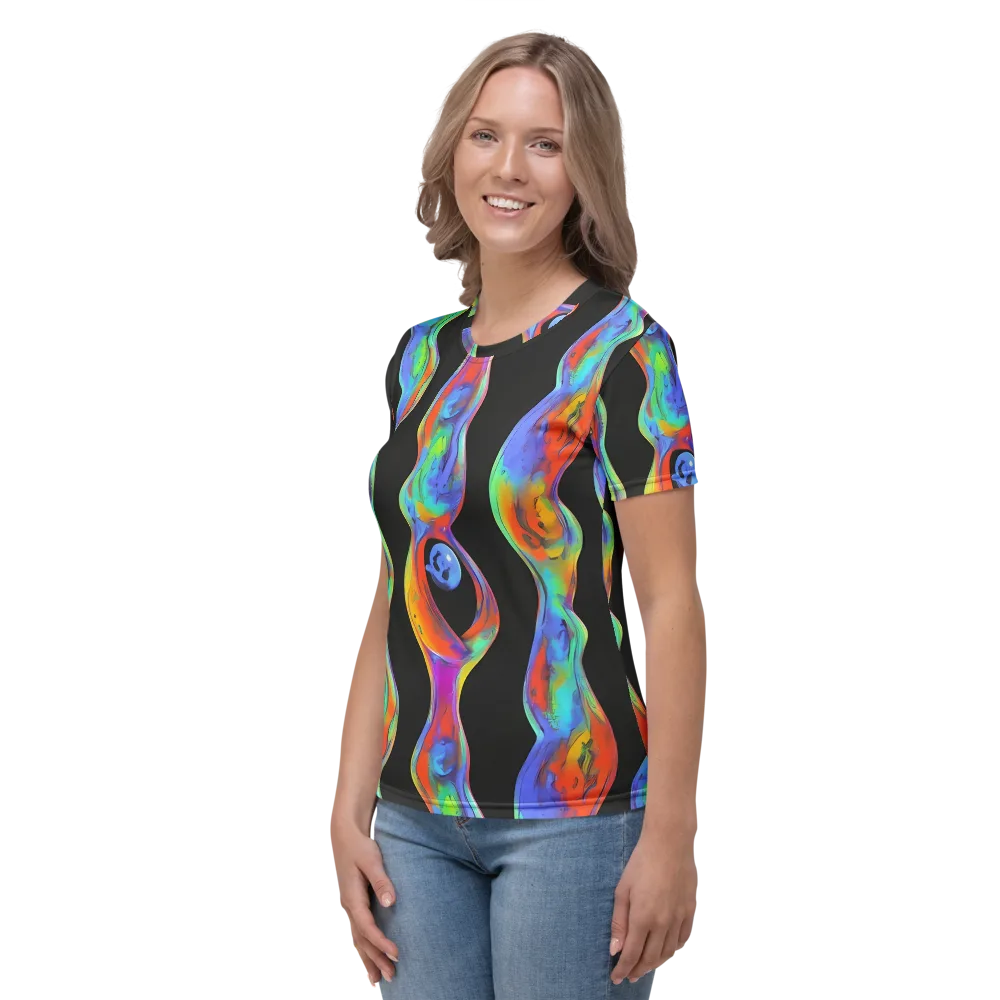 Vibrant Vortices on Women's Crew Neck T-Shirt — Left
