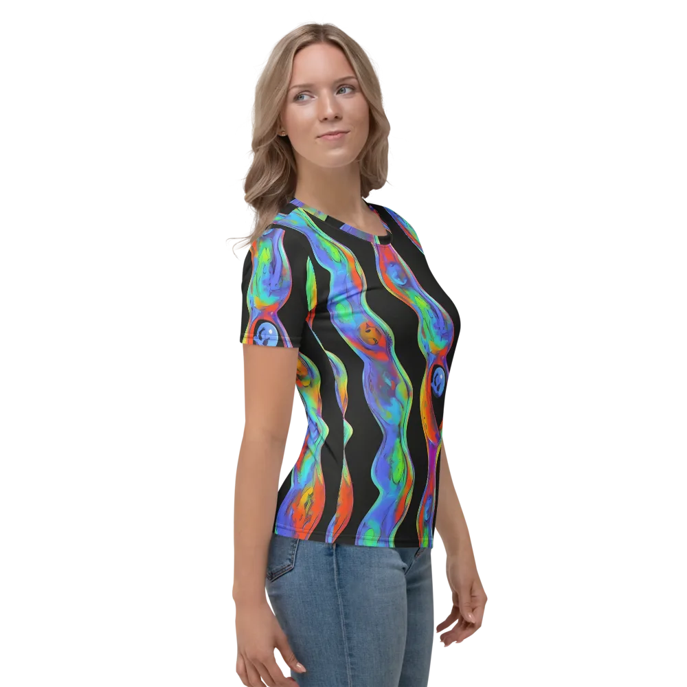 Vibrant Vortices on Women's Crew Neck T-Shirt — Right