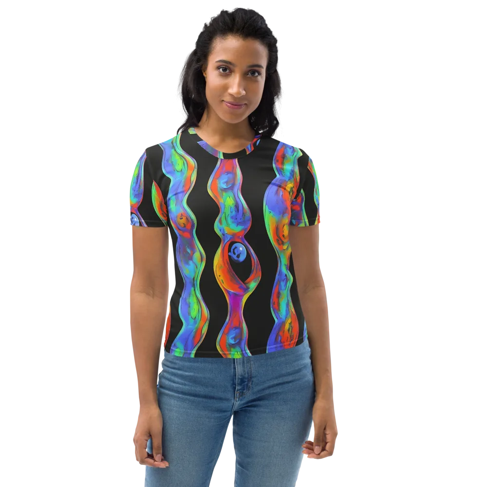 Vibrant Vortices on Women's Crew Neck T-Shirt — Front